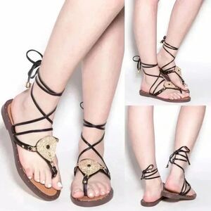 Liliana Celeste Lace Up Embellished Sandal Size 6 $35